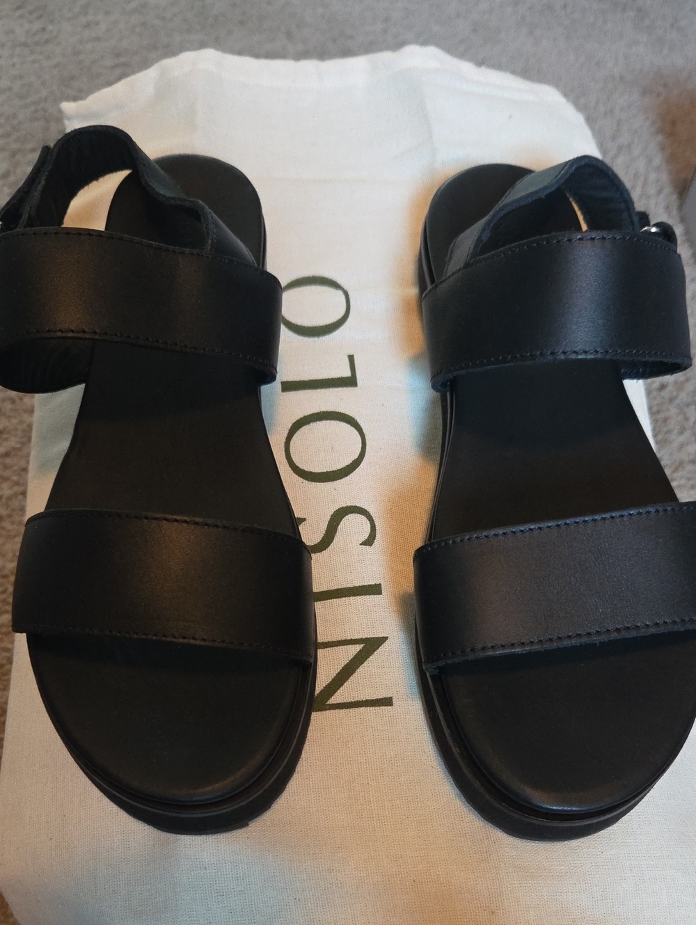 Nisolo Black Leather Double-Strap Sandals